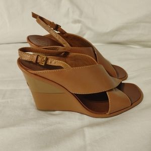 Tory Burch brown leather wedge